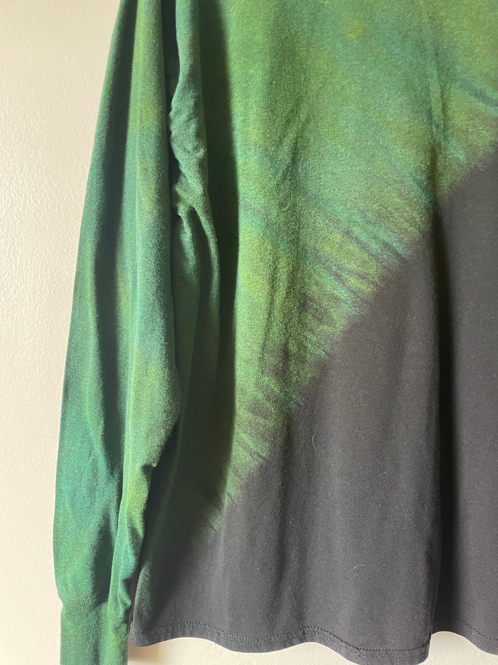 Large Men's Saguaro Cactus Handmade Reverse Tie Dye T-Shirt | One-Of-a-Kind Upcycled Black and Green Short Sleeve Shirt