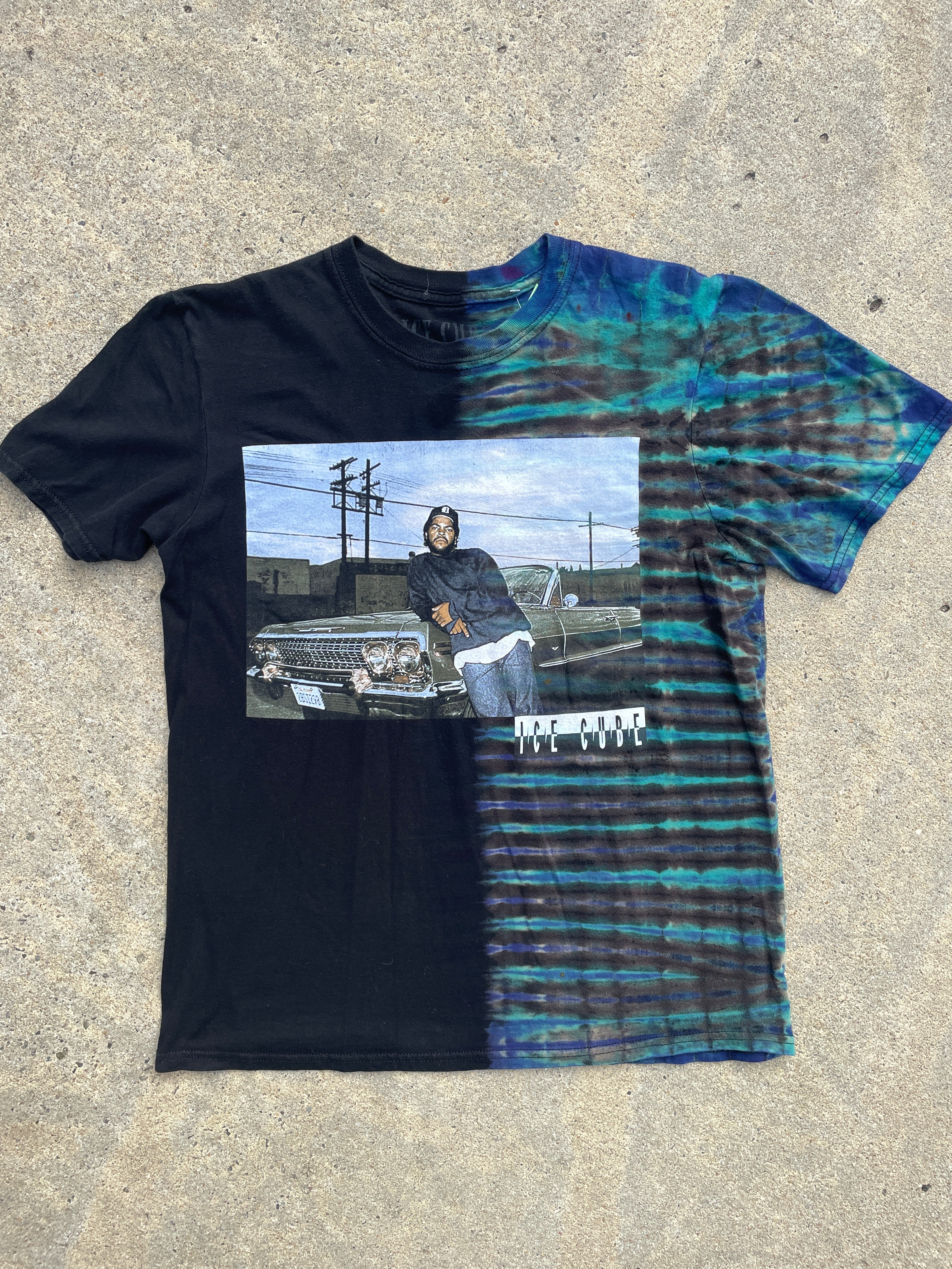 Ice Cube Low Rider Black and Blue Short Sleeve Tie Dye T-Shirt | Men's Medium