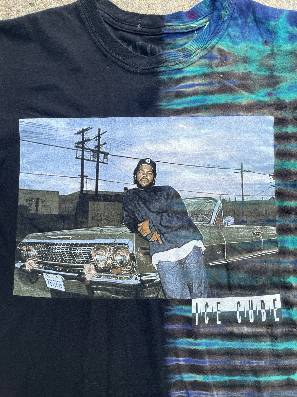 Ice Cube Low Rider Black and Blue Short Sleeve Tie Dye T-Shirt | Men's Medium
