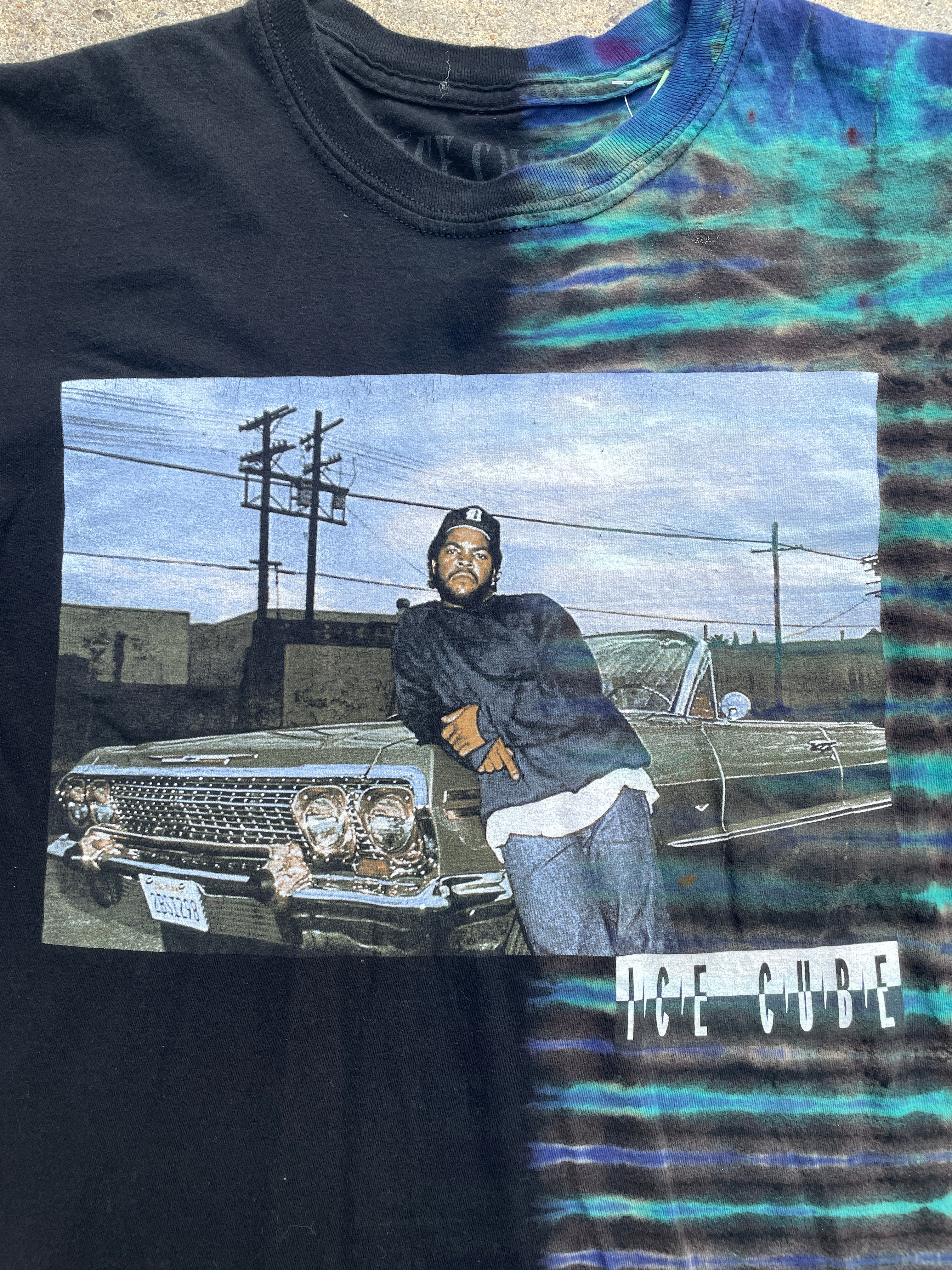 Ice Cube Low Rider Black and Blue Short Sleeve Tie Dye T-Shirt | Men's Medium