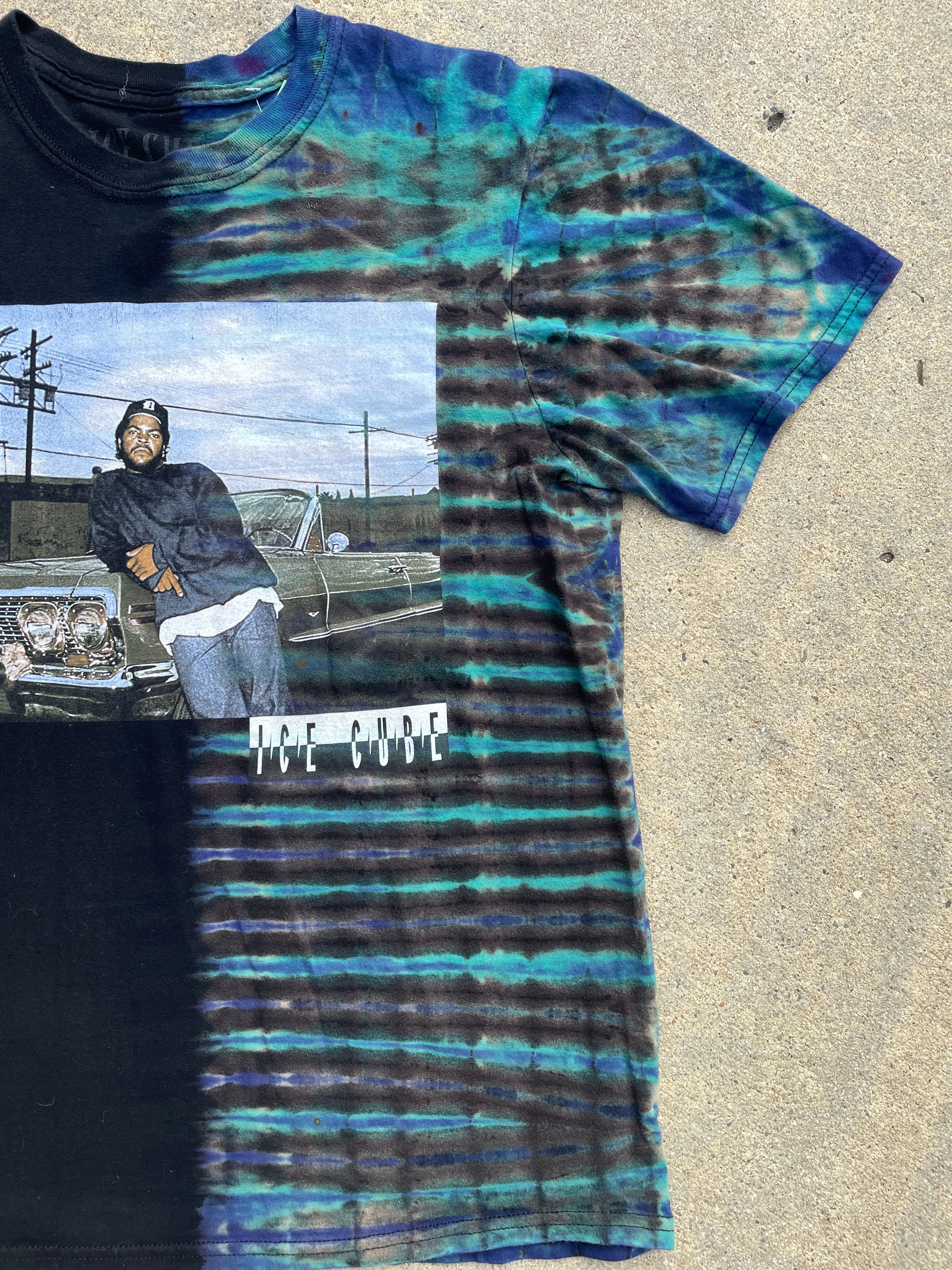 Ice Cube Low Rider Black and Blue Short Sleeve Tie Dye T-Shirt | Men's Medium