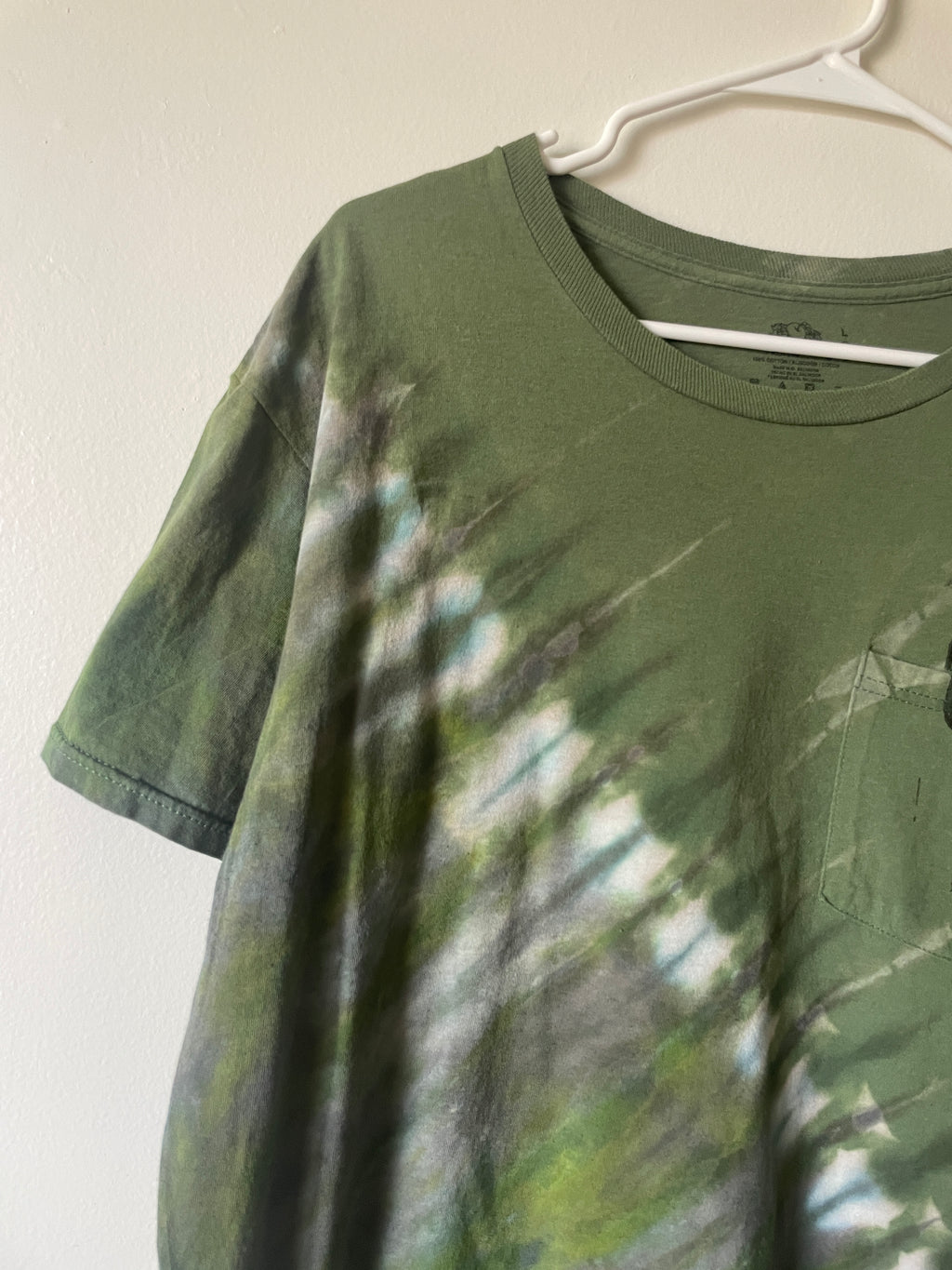 Large Men's Saguaro Cactus Handmade Reverse Tie Dye T-Shirt | One-Of-a-Kind Upcycled Green and Black Short Sleeve Shirt