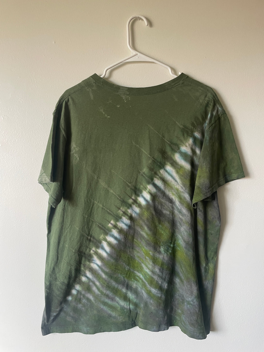 Large Men's Saguaro Cactus Handmade Reverse Tie Dye T-Shirt | One-Of-a-Kind Upcycled Green and Black Short Sleeve Shirt