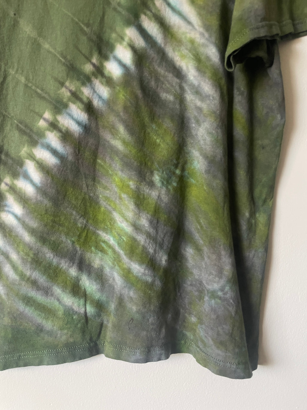 Large Men's Saguaro Cactus Handmade Reverse Tie Dye T-Shirt | One-Of-a-Kind Upcycled Green and Black Short Sleeve Shirt