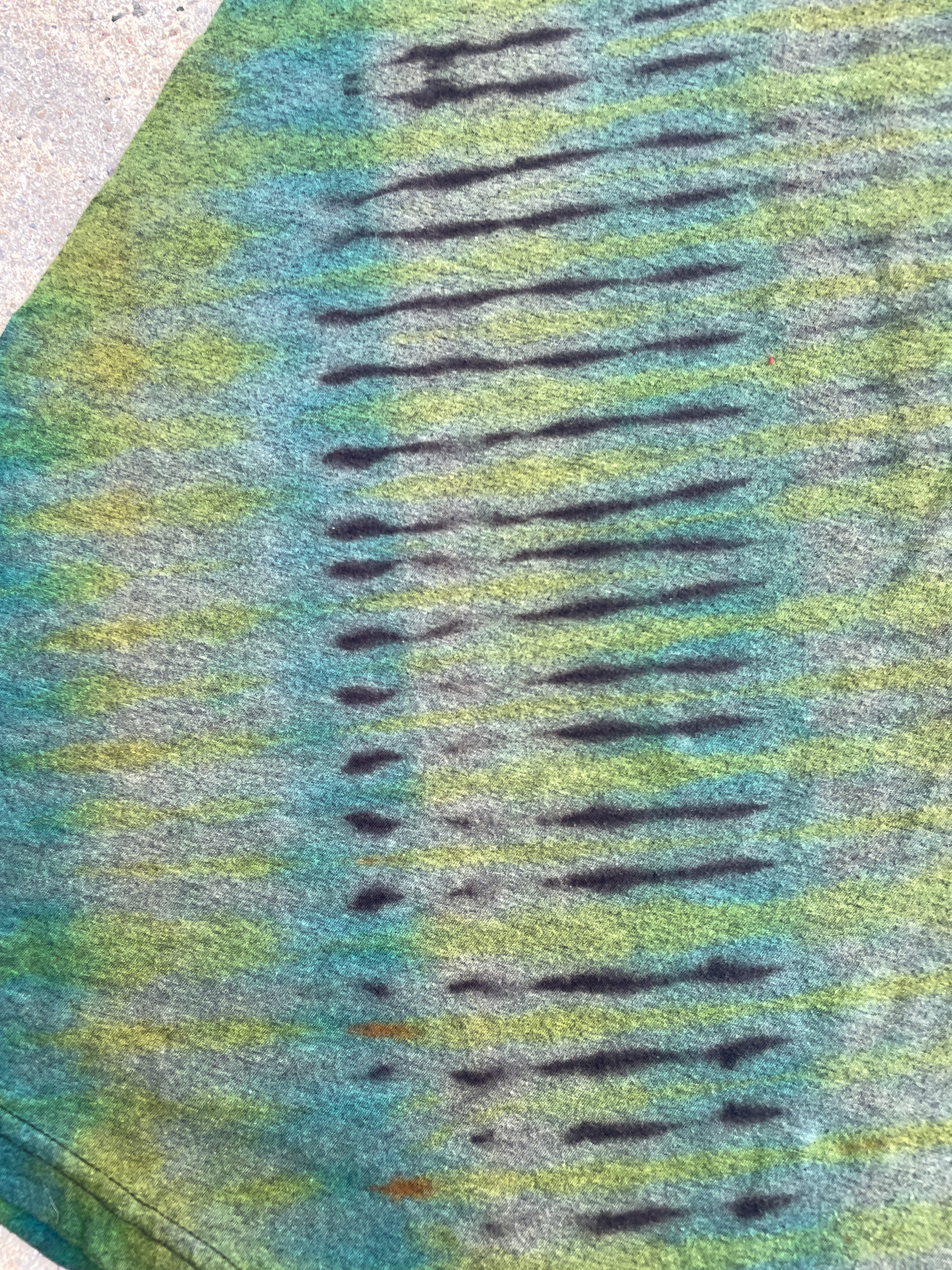 Smith Fly Ties Black and Green Short Sleeve Tie Dye T-Shirt | Men's Large