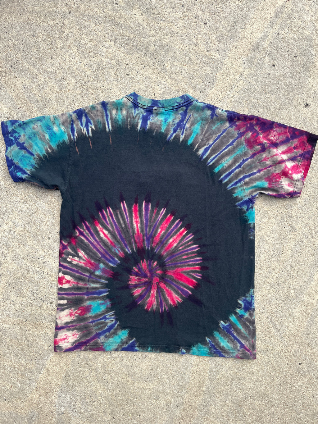 NASA Johnson Space. Center Black, Red, and Blue Short Sleeve Tie Dye T-Shirt | Men's Large