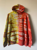 L/XL Men's Saguaro Cactus Handmade Tie Dye Hoodie | One-Of-a-Kind Upcycled Yellow and Orange Long Sleeve Sweatshirt