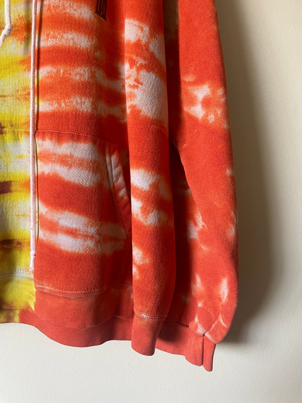 L/XL Men's Saguaro Cactus Handmade Tie Dye Hoodie | One-Of-a-Kind Upcycled Yellow and Orange Long Sleeve Sweatshirt