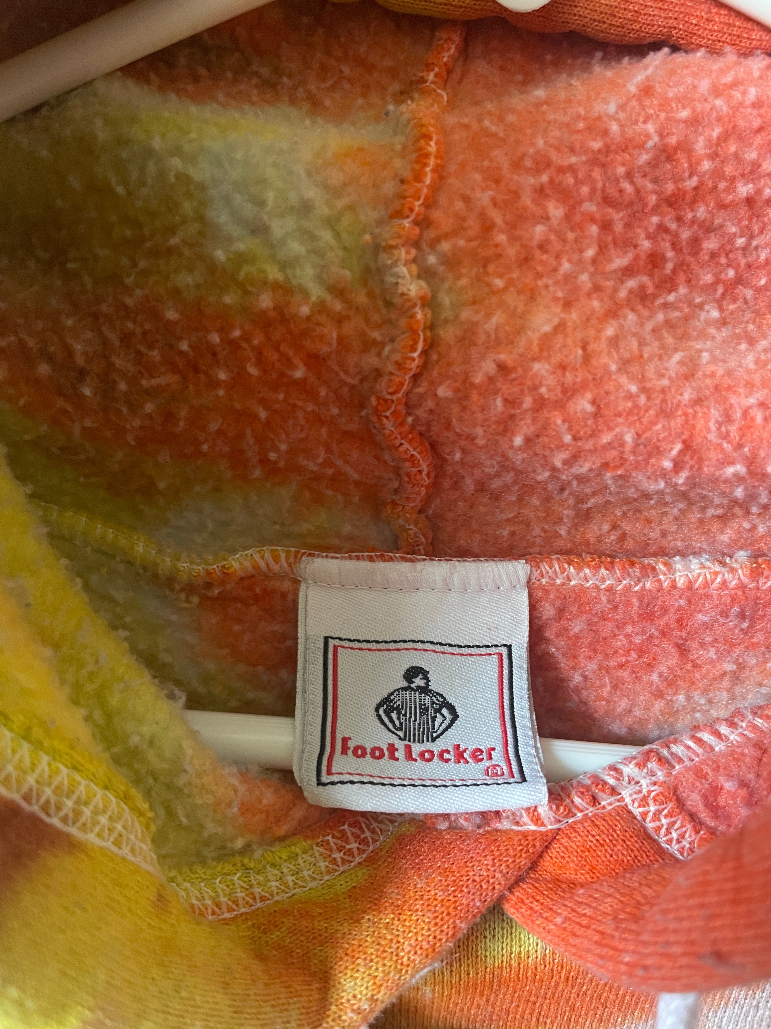 L/XL Men's Saguaro Cactus Handmade Tie Dye Hoodie | One-Of-a-Kind Upcycled Yellow and Orange Long Sleeve Sweatshirt