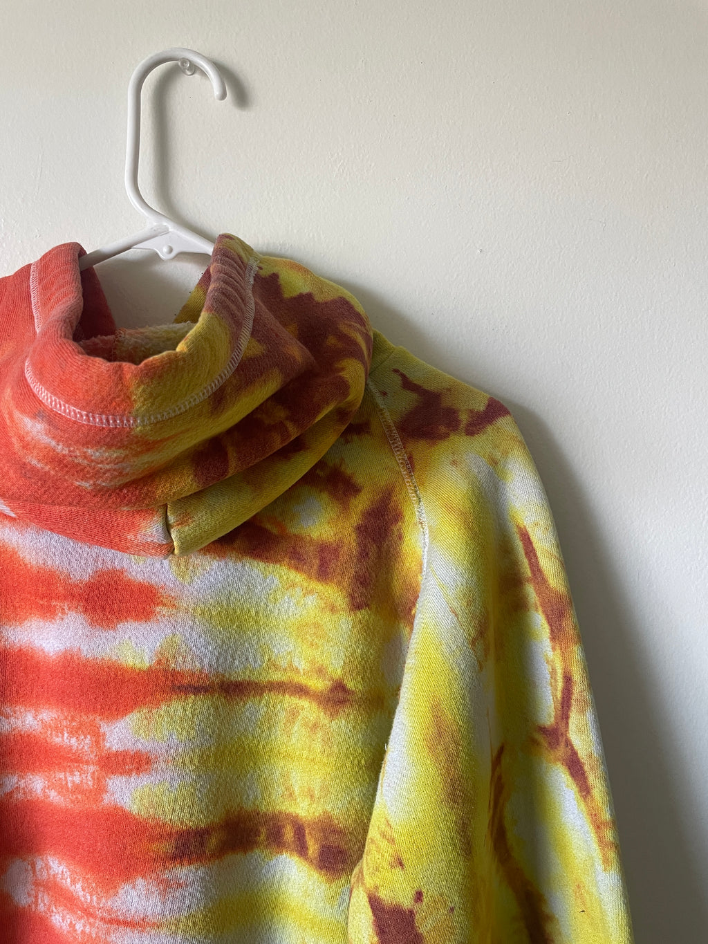 L/XL Men's Saguaro Cactus Handmade Tie Dye Hoodie | One-Of-a-Kind Upcycled Yellow and Orange Long Sleeve Sweatshirt