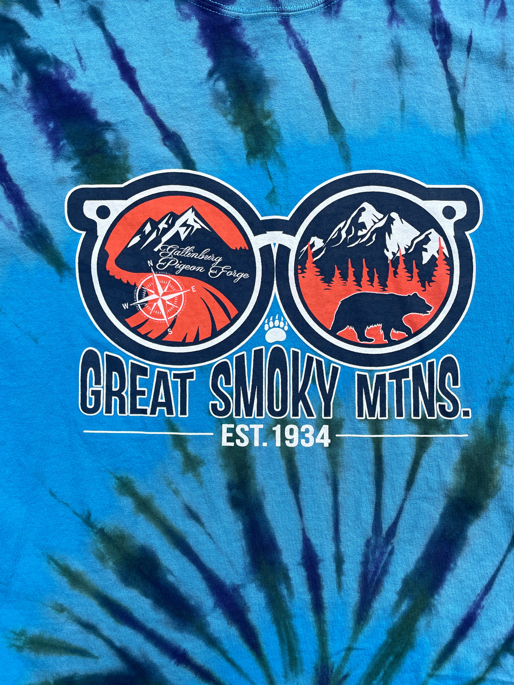 Great Smoky Mountains Sunglasses Short Sleeve Tie Dye T-Shirt | Men's XL