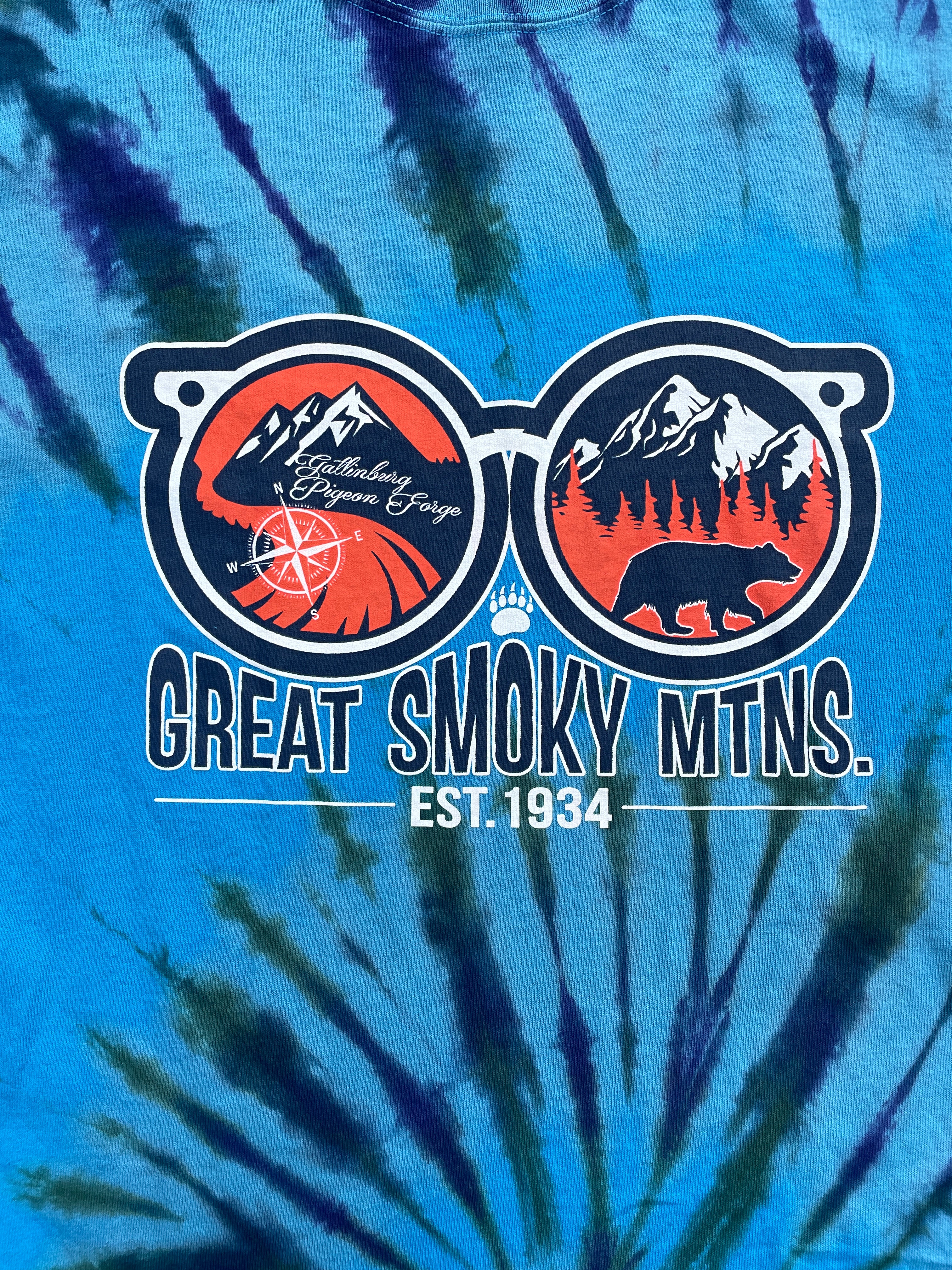 Great Smoky Mountains Sunglasses Short Sleeve Tie Dye T-Shirt | Men's XL