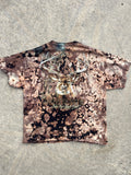 Deer Hunting Black and Brown Short Sleeve Bleached Dye T-Shirt | Men's XL