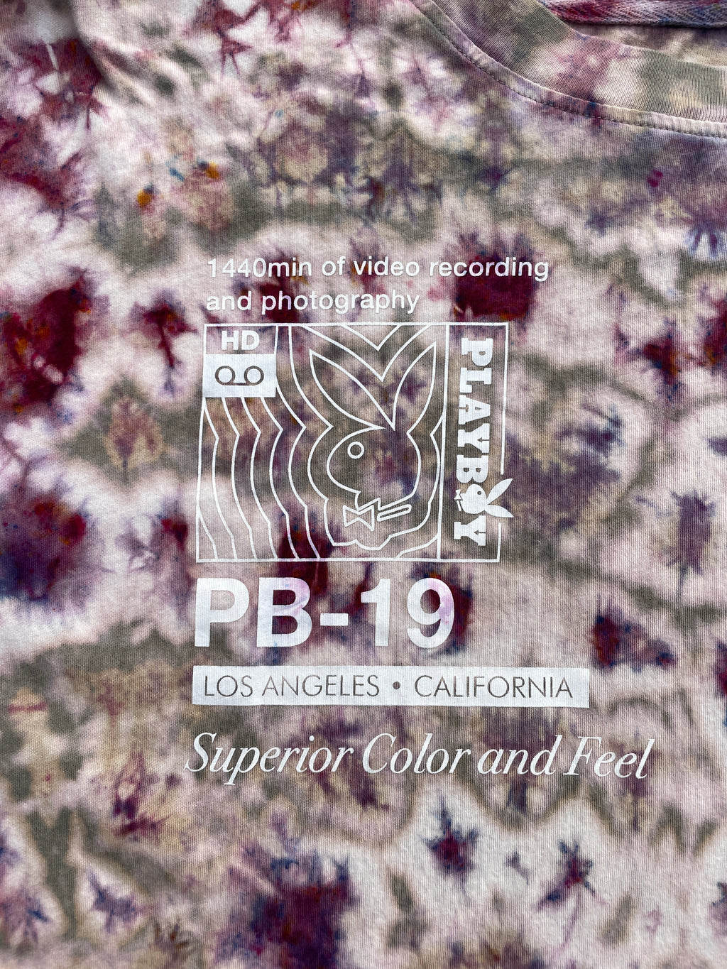 Playboy X PacSun Tan and Pink Long Sleeve Bleach Dyed T-Shirt | Men's XL