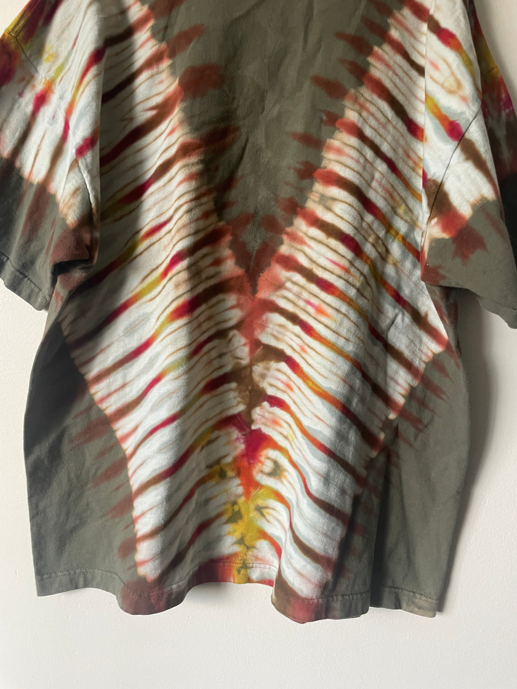 2/3XL Men's Saguaro Cactus Handmade Reverse Tie Dye T-Shirt | One-Of-a-Kind Upcycled Brown and Orange Short Sleeve Shirt