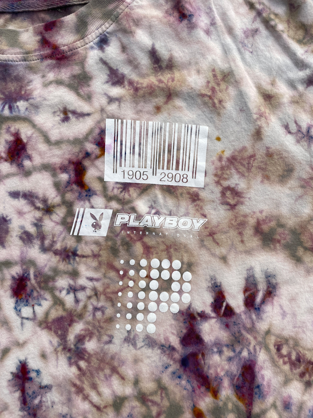 Playboy X PacSun Tan and Pink Long Sleeve Bleach Dyed T-Shirt | Men's XL