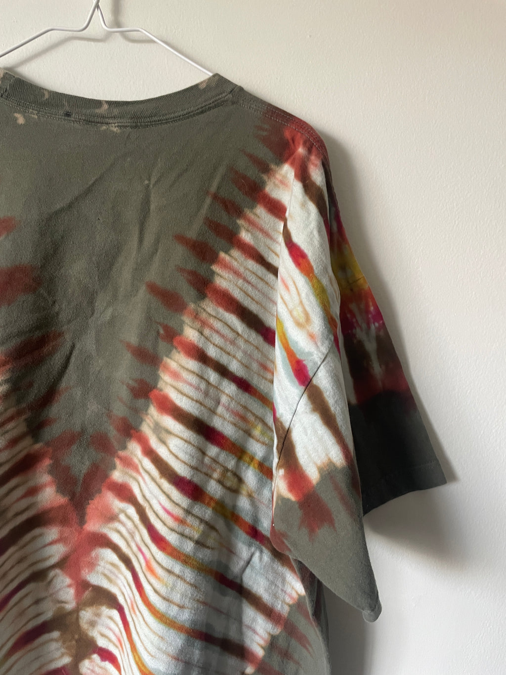 2/3XL Men's Saguaro Cactus Handmade Reverse Tie Dye T-Shirt | One-Of-a-Kind Upcycled Brown and Orange Short Sleeve Shirt