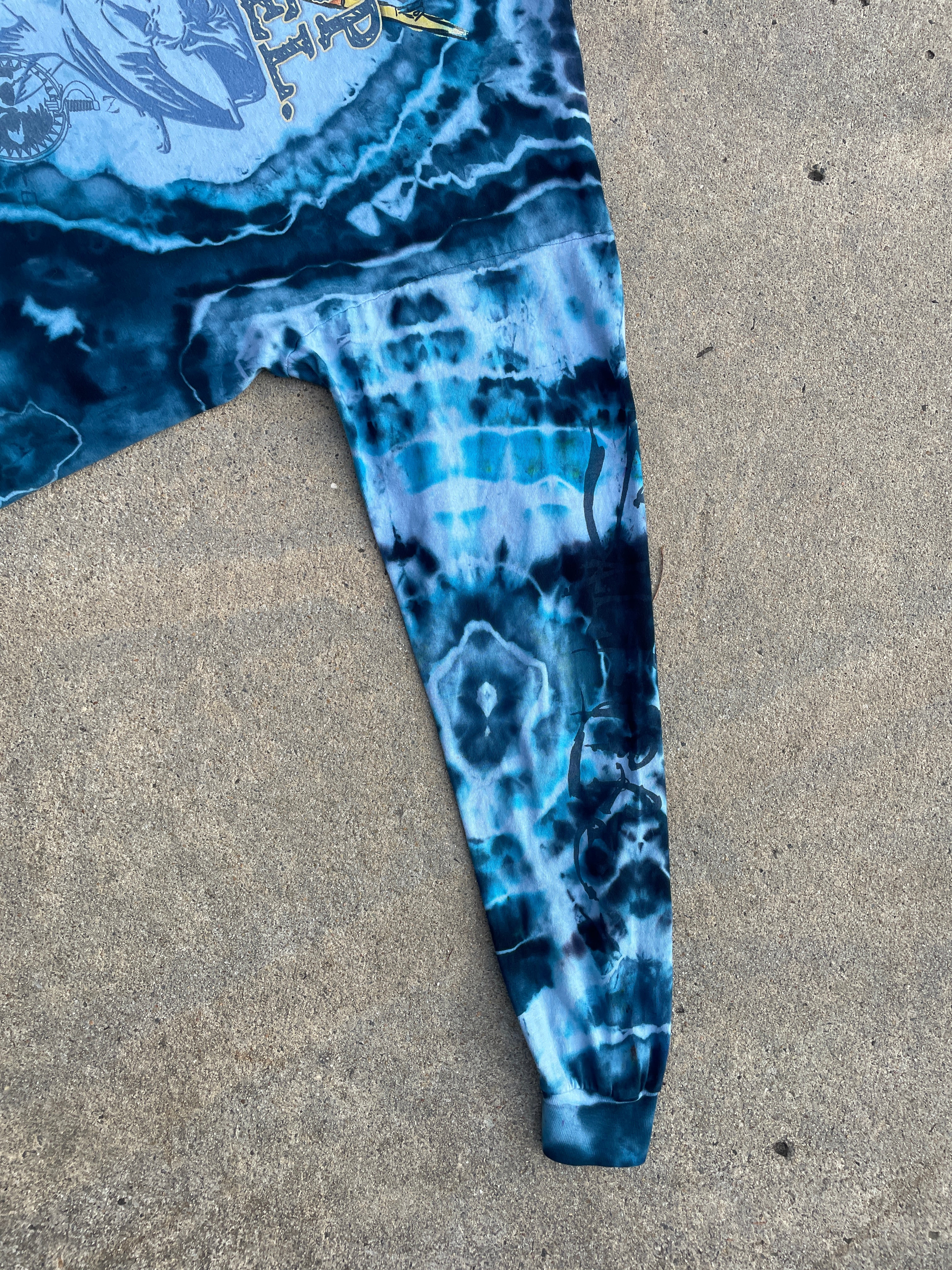 Salt Life Shut Up and Reel Blue Geode Long Sleeve Tie Dye T-Shirt | Men's XL