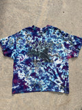 Lightning Eagle Blue and Black Short Sleeve Bleach Dyed T-Shirt | Men's 2XL
