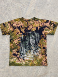 Wolf Pack Black and Green Short Sleeve Bleach Dyed T-Shirt | Men's XL