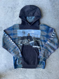 Ice Cube Reverse Tie Dye Hoodie | One-of-a-Kind Black and Blue Sweatshirt | Men's Small