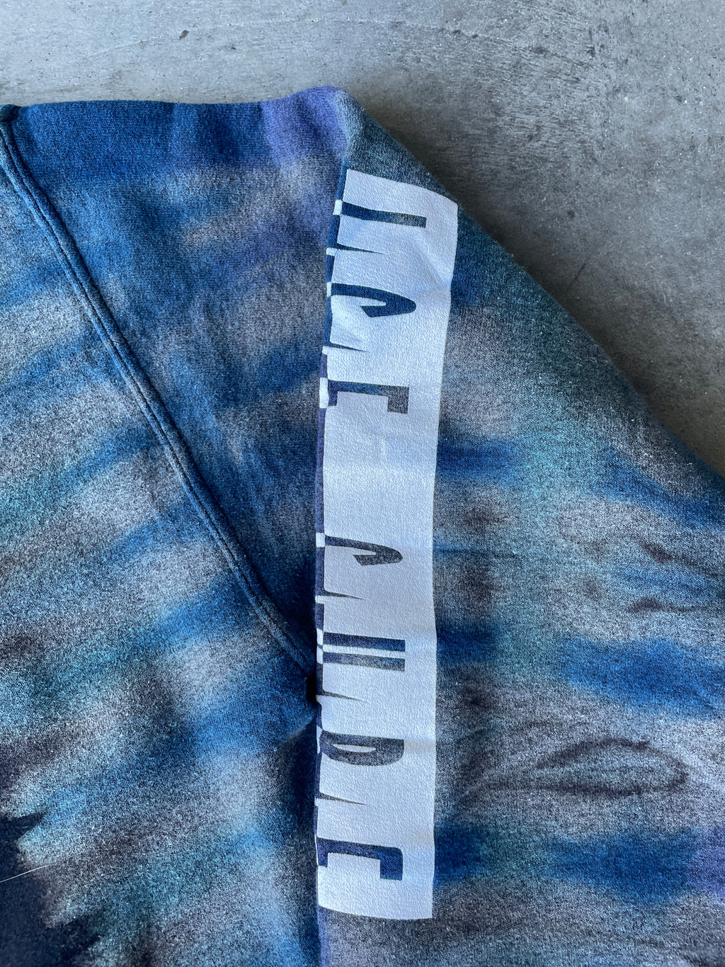 Ice Cube Reverse Tie Dye Hoodie | One-of-a-Kind Black and Blue Sweatshirt | Men's Small