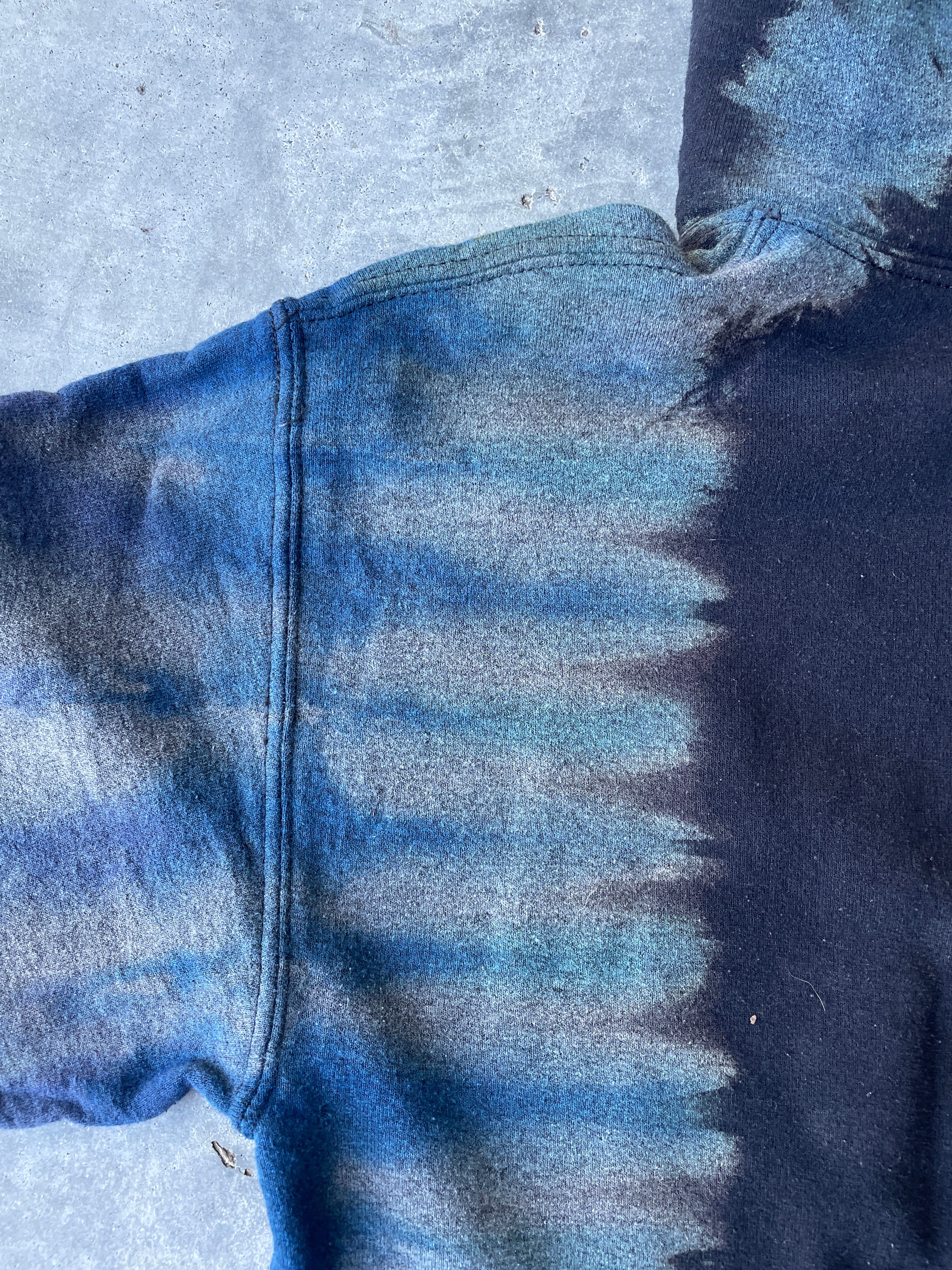 Ice Cube Reverse Tie Dye Hoodie | One-of-a-Kind Black and Blue Sweatshirt | Men's Small
