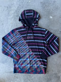 VANS Striped Reverse Tie Dye Hoodie | One-of-a-Kind Black, Red, and Blue Sweatshirt | Men's Medium