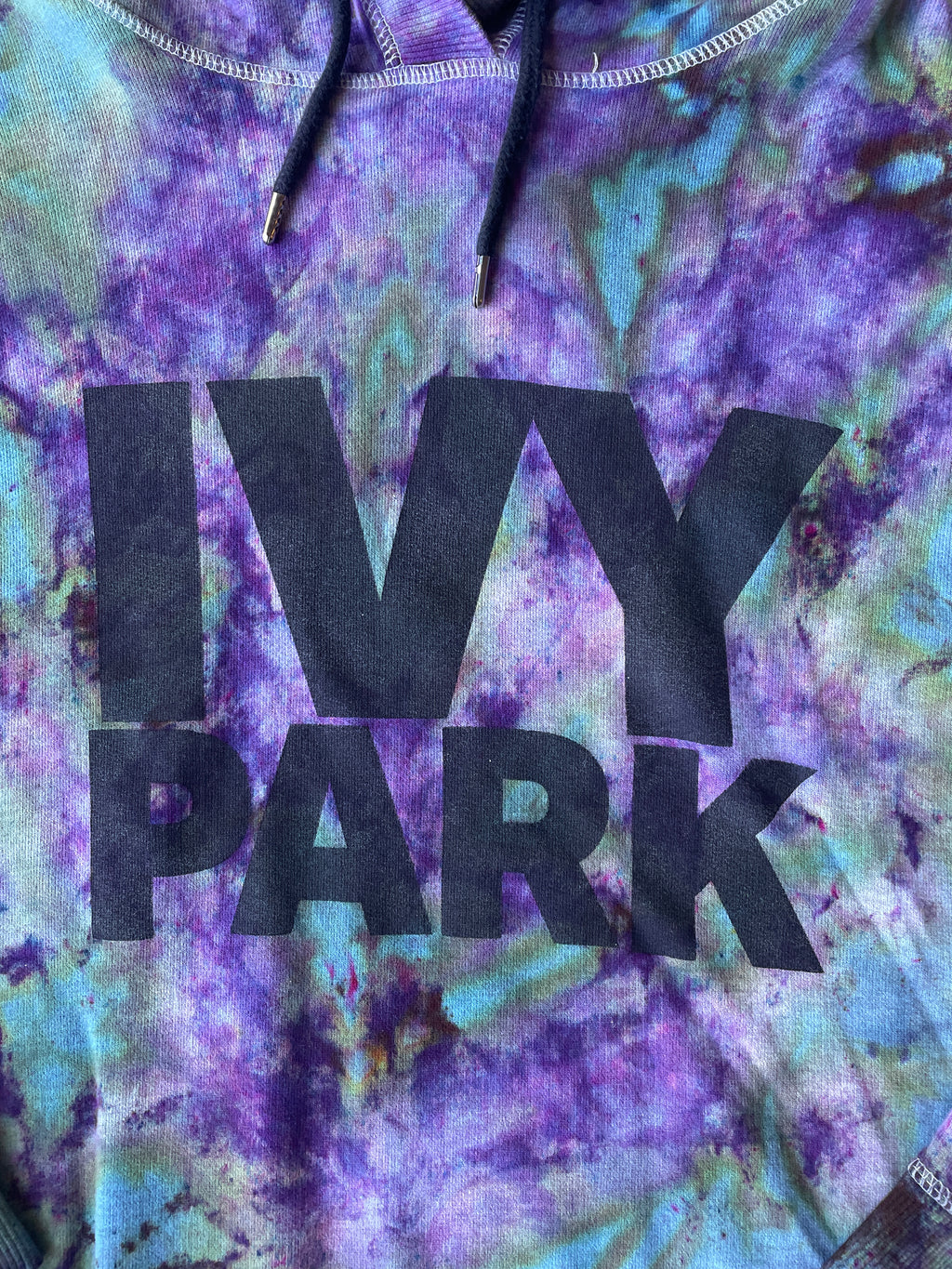 Ivy Park Galaxy Ice Dye Tie Dye Hoodie | One-of-a-Kind Blue and Purple Sweatshirt | Women's Medium