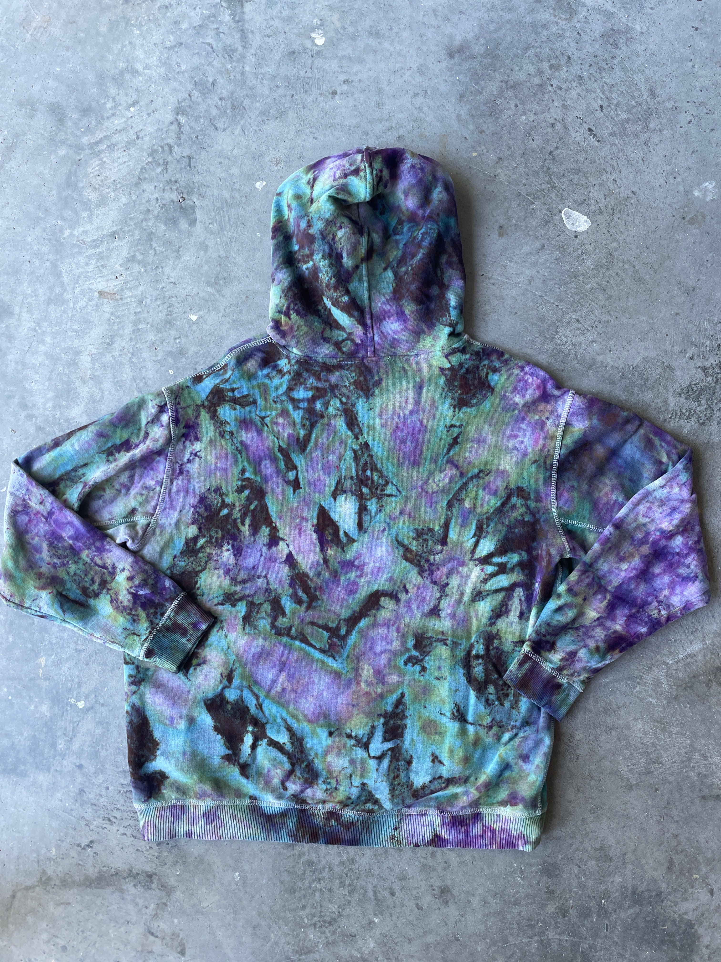 Ivy Park Galaxy Ice Dye Tie Dye Hoodie | One-of-a-Kind Blue and Purple Sweatshirt | Women's Medium