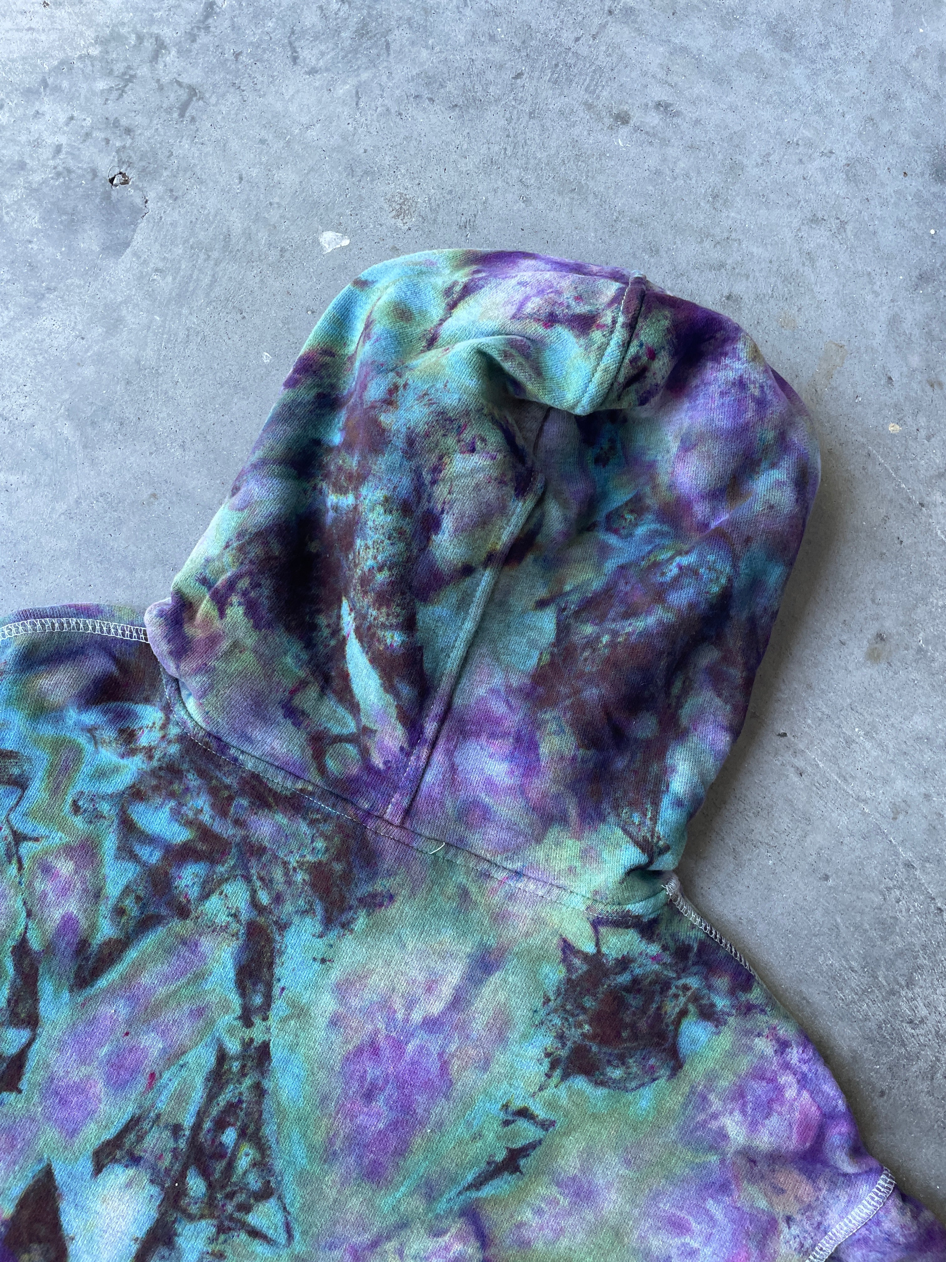 Ivy Park Galaxy Ice Dye Tie Dye Hoodie | One-of-a-Kind Blue and Purple Sweatshirt | Women's Medium
