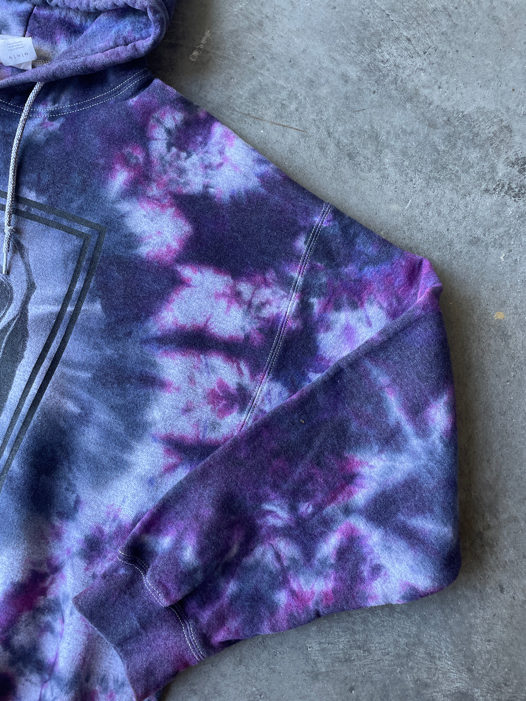 Nun Wearing Gas Mask Tie Dye Hoodie | One-of-a-Kind Black and Purple Sweatshirt | Men's XL