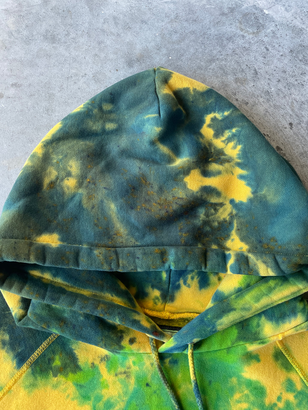 Abercrombie & Fitch 86 Heavyweight Tie Dye Hoodie | One-of-a-Kind Yellow and Blue Sweatshirt | Men's 2XL