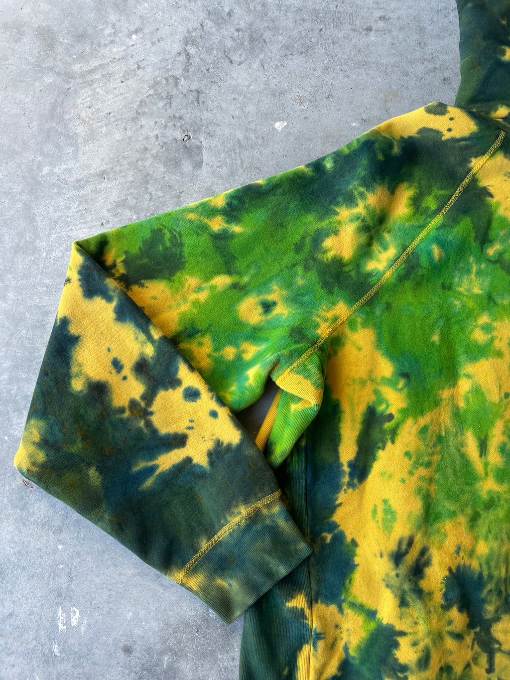 Abercrombie & Fitch 86 Heavyweight Tie Dye Hoodie | One-of-a-Kind Yellow and Blue Sweatshirt | Men's 2XL
