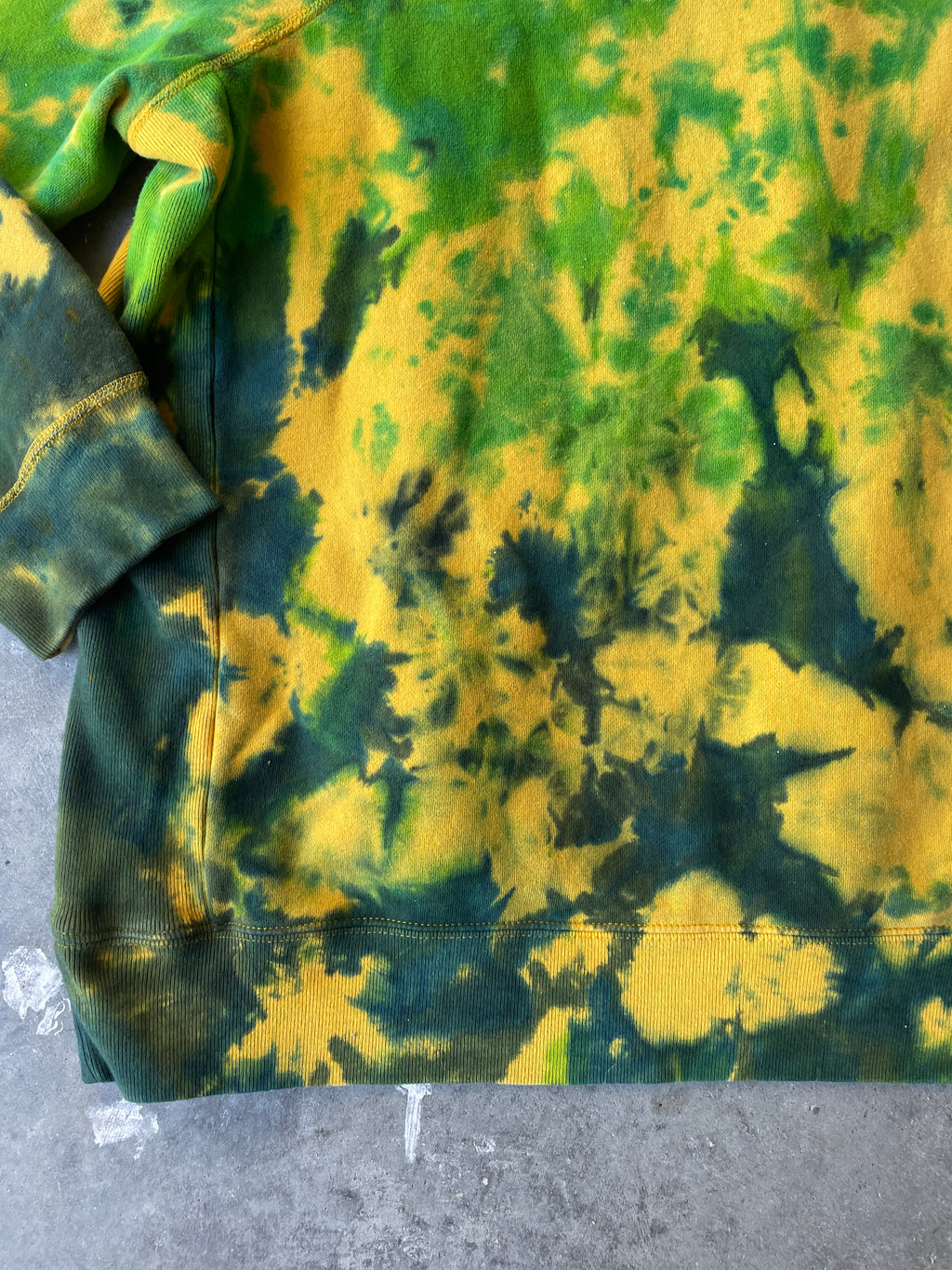 Abercrombie & Fitch 86 Heavyweight Tie Dye Hoodie | One-of-a-Kind Yellow and Blue Sweatshirt | Men's 2XL