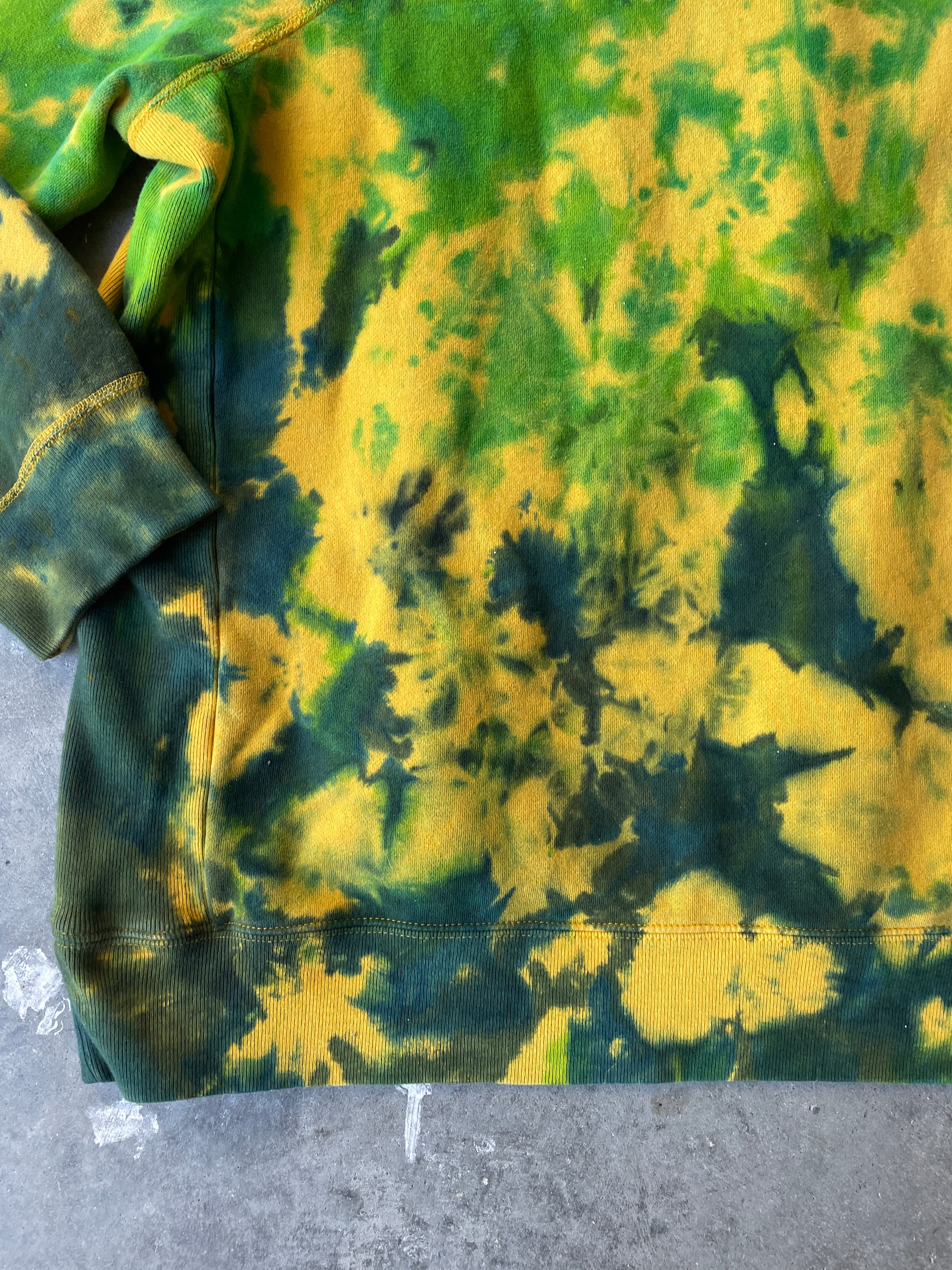 Abercrombie & Fitch 86 Heavyweight Tie Dye Hoodie | One-of-a-Kind Yellow and Blue Sweatshirt | Men's 2XL