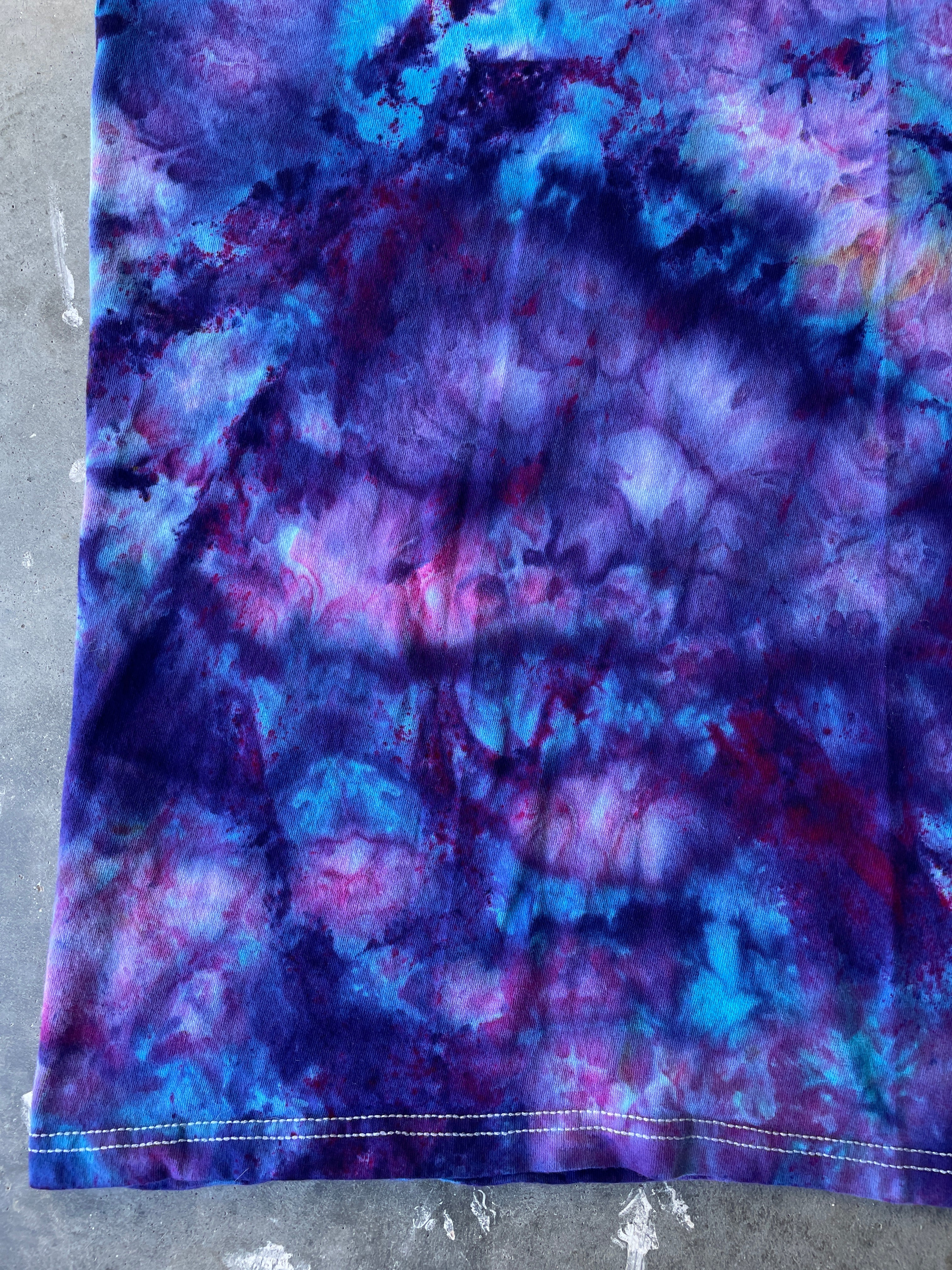 Blue, Purple, and Pink Short Sleeve Ice Dyed T-Shirt | One-of-a-Kind | Men's Large