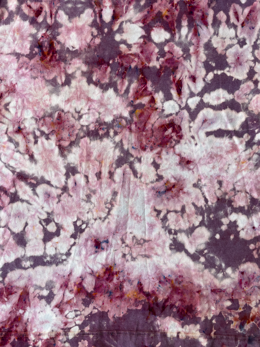 Shades of Pink Short Sleeve Ice Dyed Cropped T-Shirt | One-of-a-Kind | Men's Large