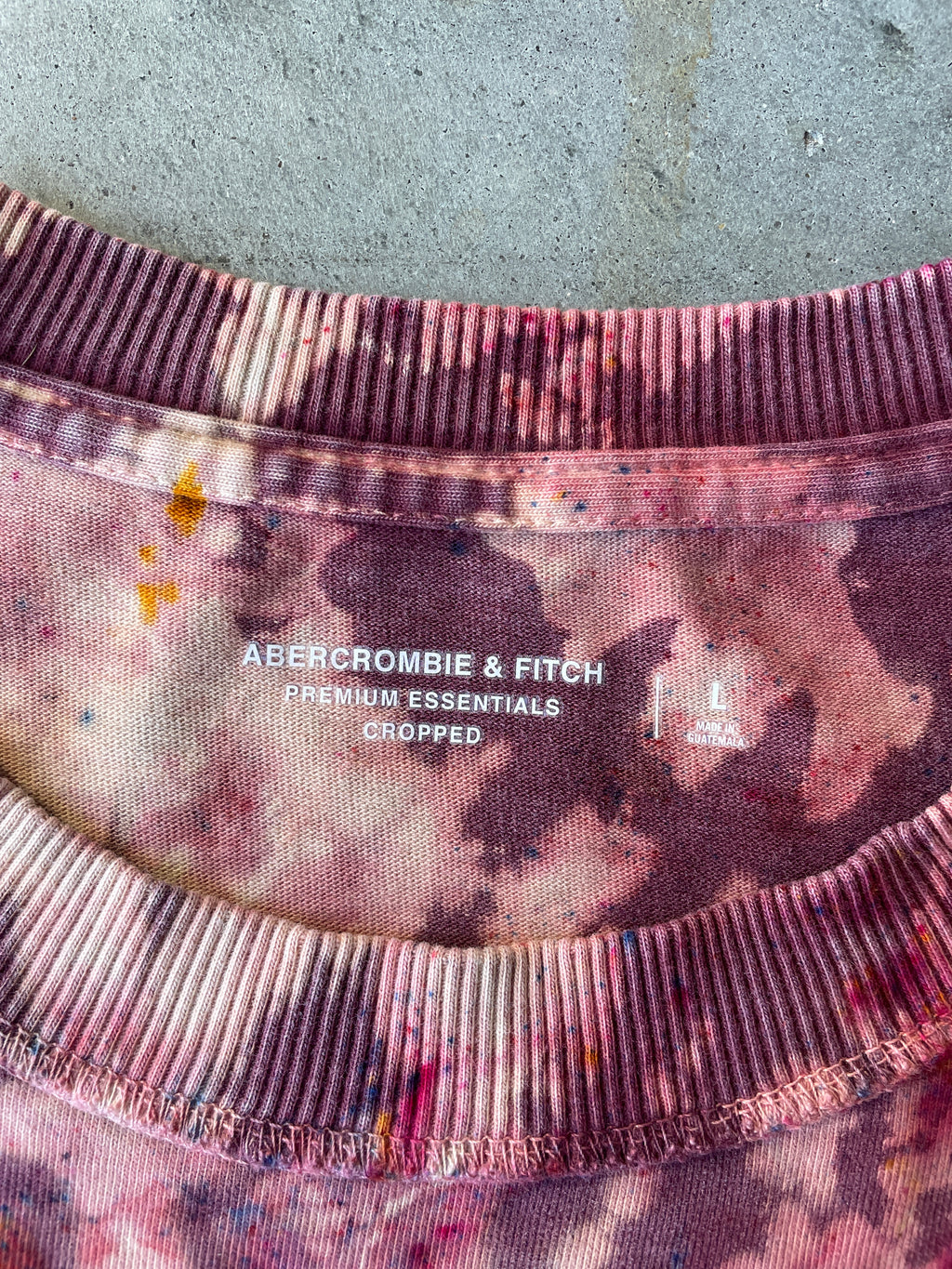 Shades of Pink Short Sleeve Ice Dyed Cropped T-Shirt | One-of-a-Kind | Men's Large