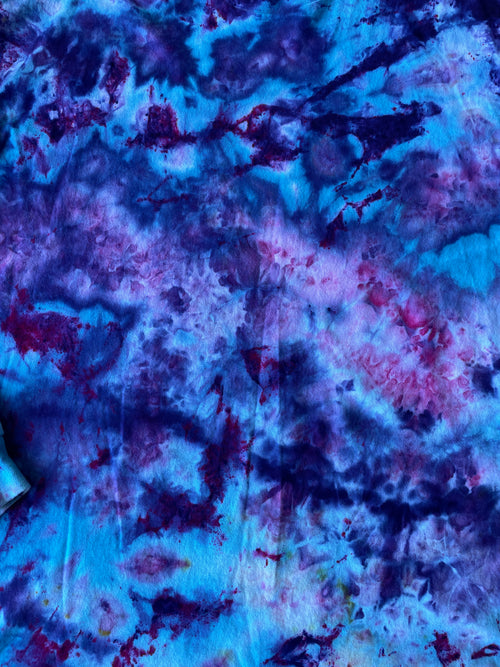 Blue, Purple, and Pink Long Sleeve Ice Dyed T-Shirt | One-of-a-Kind | Men's XL