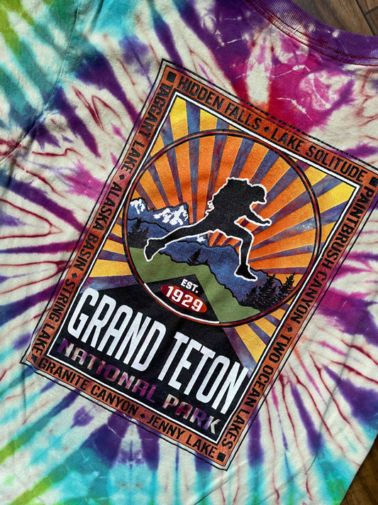 Men's Small Grand Teton (WY) Handmade Tie Dye Short Sleeve T-Shirt