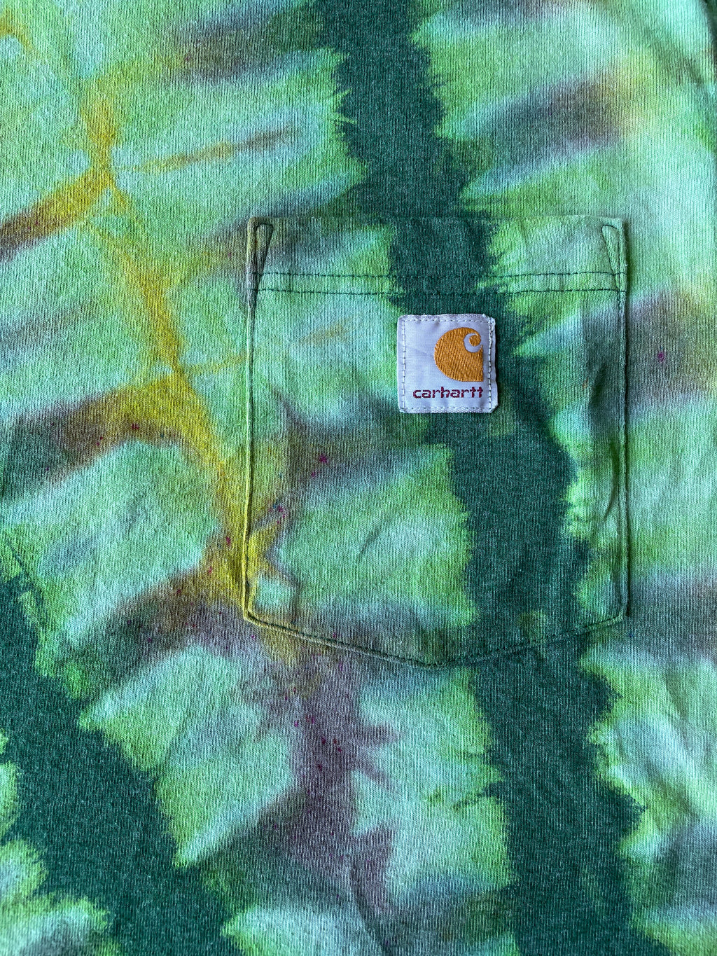 Carhartt Short Sleeve Green & Yellow Reverse Tie Dye T-Shirt | One-of-a-Kind | Men's Small