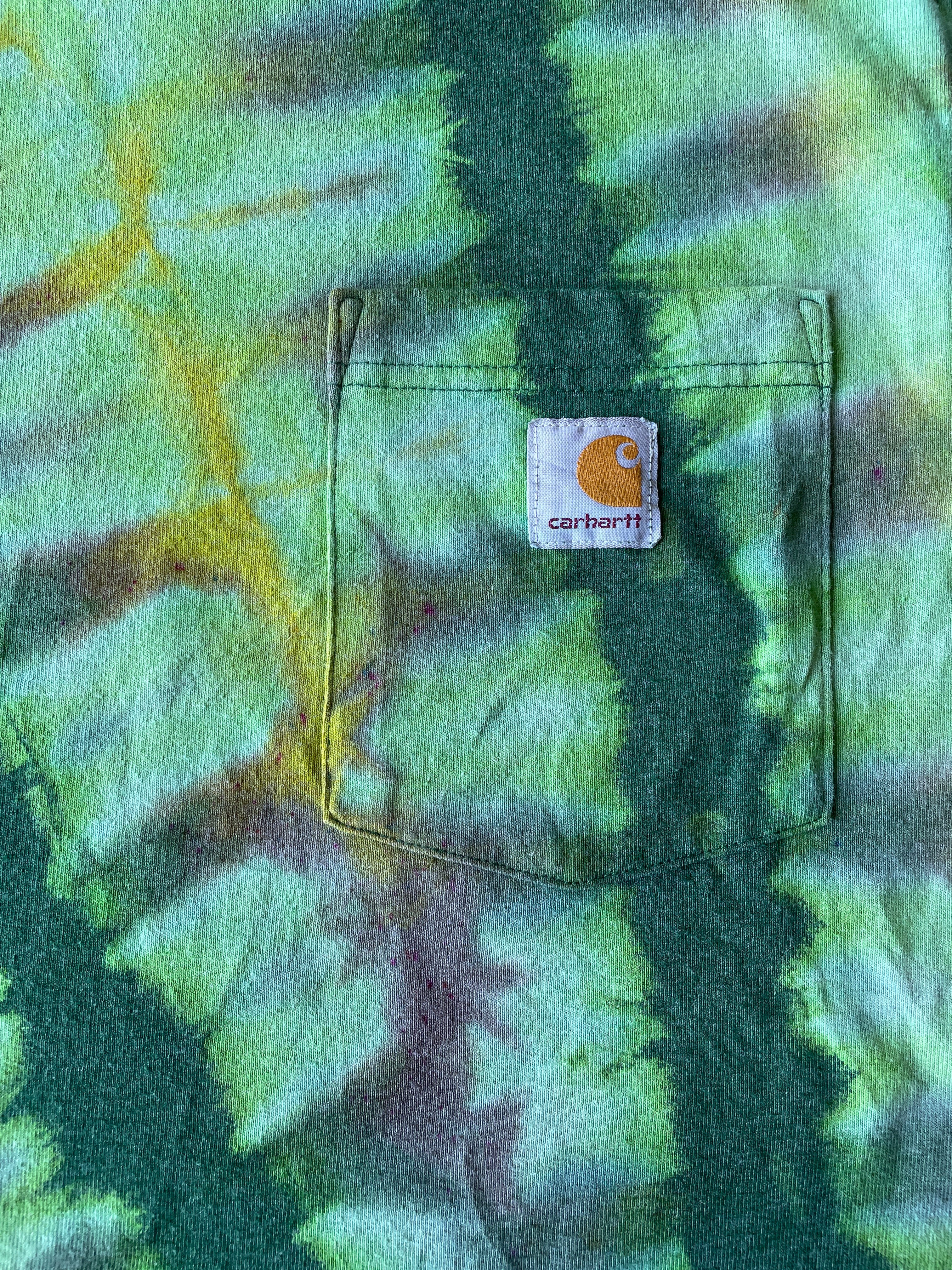 Carhartt Short Sleeve Green & Yellow Reverse Tie Dye T-Shirt | One-of-a-Kind | Men's Small