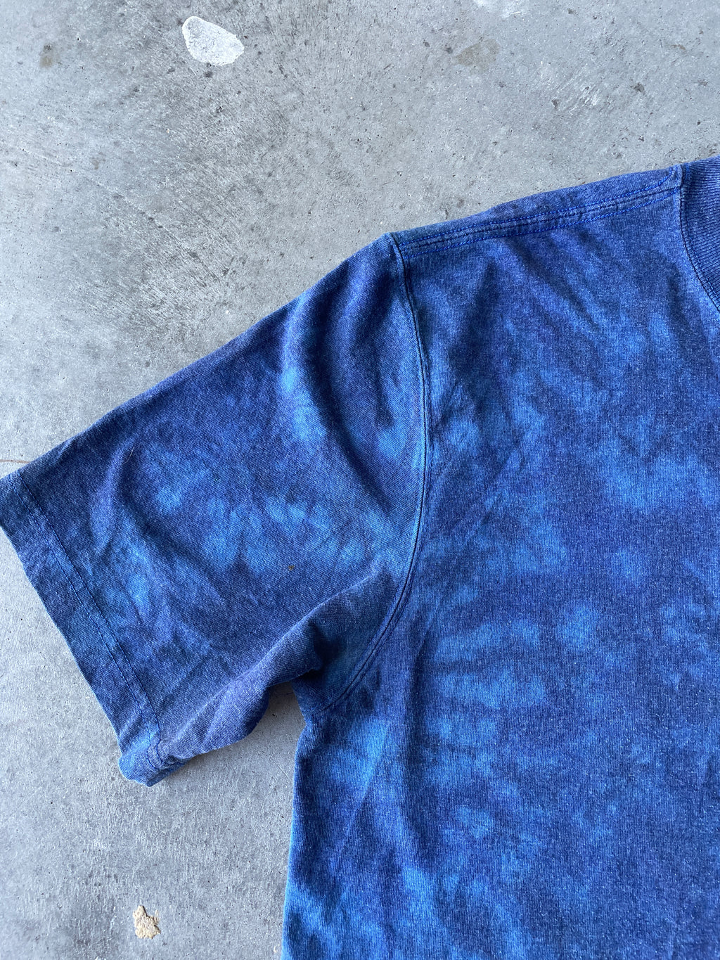 Carhartt Short Sleeve Blue and Black Reverse Tie Dye T-Shirt | One-of-a-Kind | Men's Medium