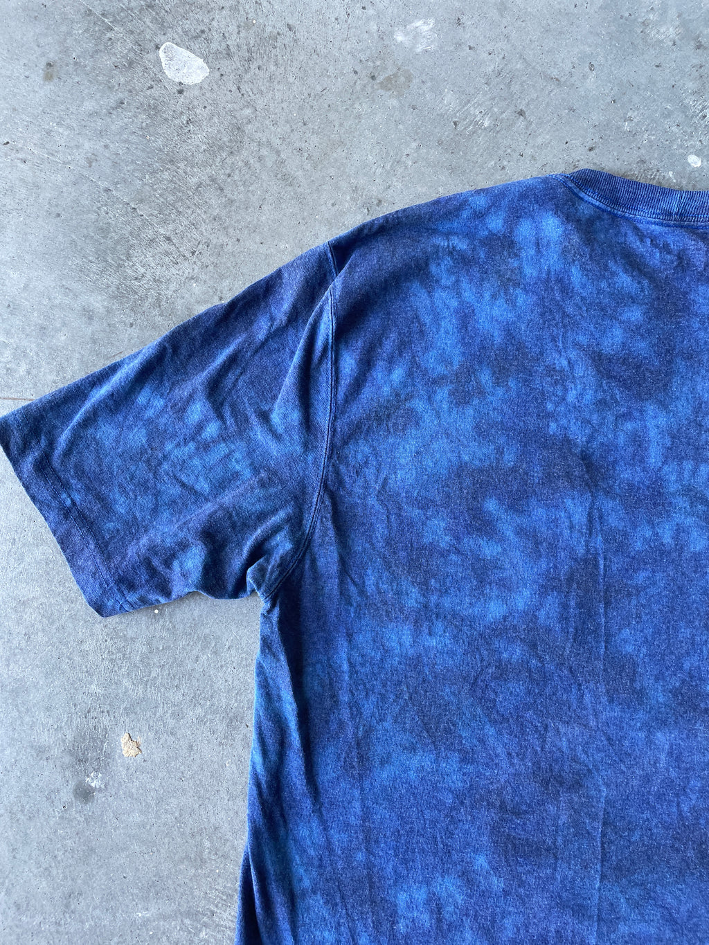 Carhartt Short Sleeve Blue and Black Reverse Tie Dye T-Shirt | One-of-a-Kind | Men's Medium