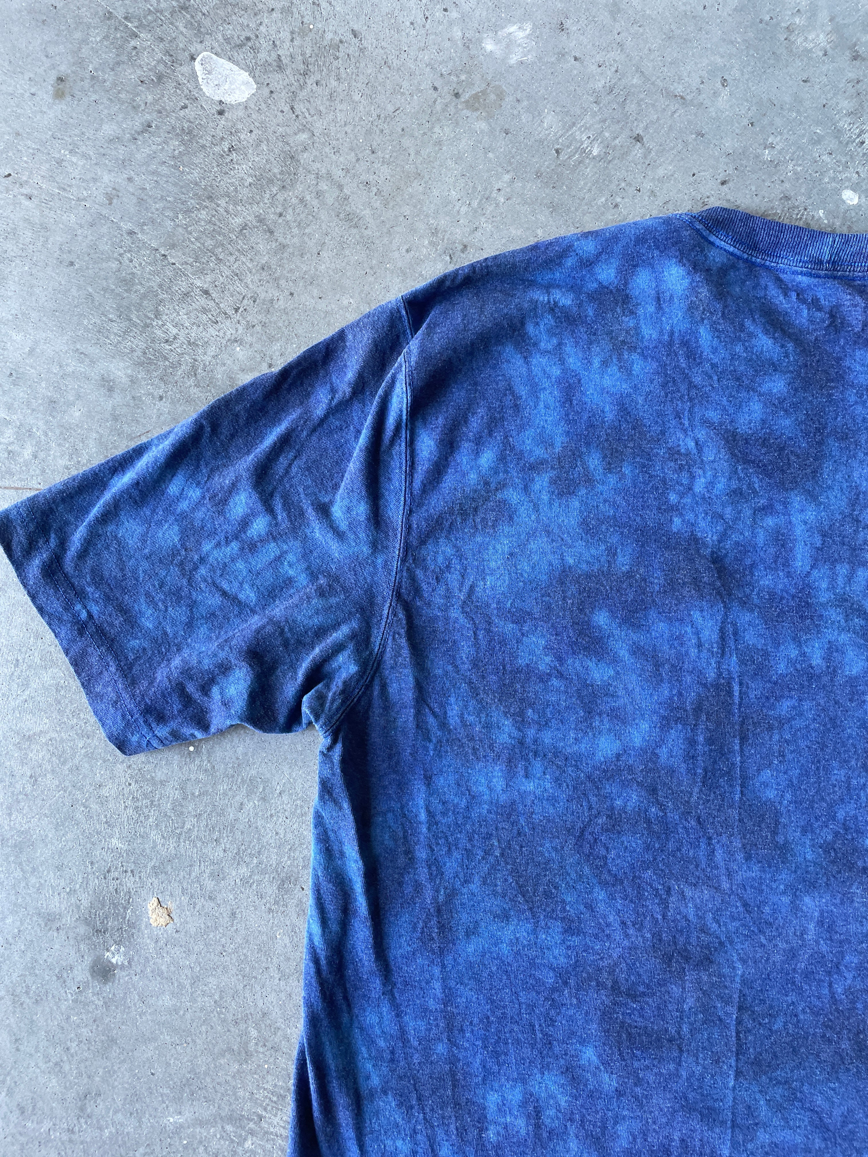 Carhartt Short Sleeve Blue and Black Reverse Tie Dye T-Shirt | One-of-a-Kind | Men's Medium