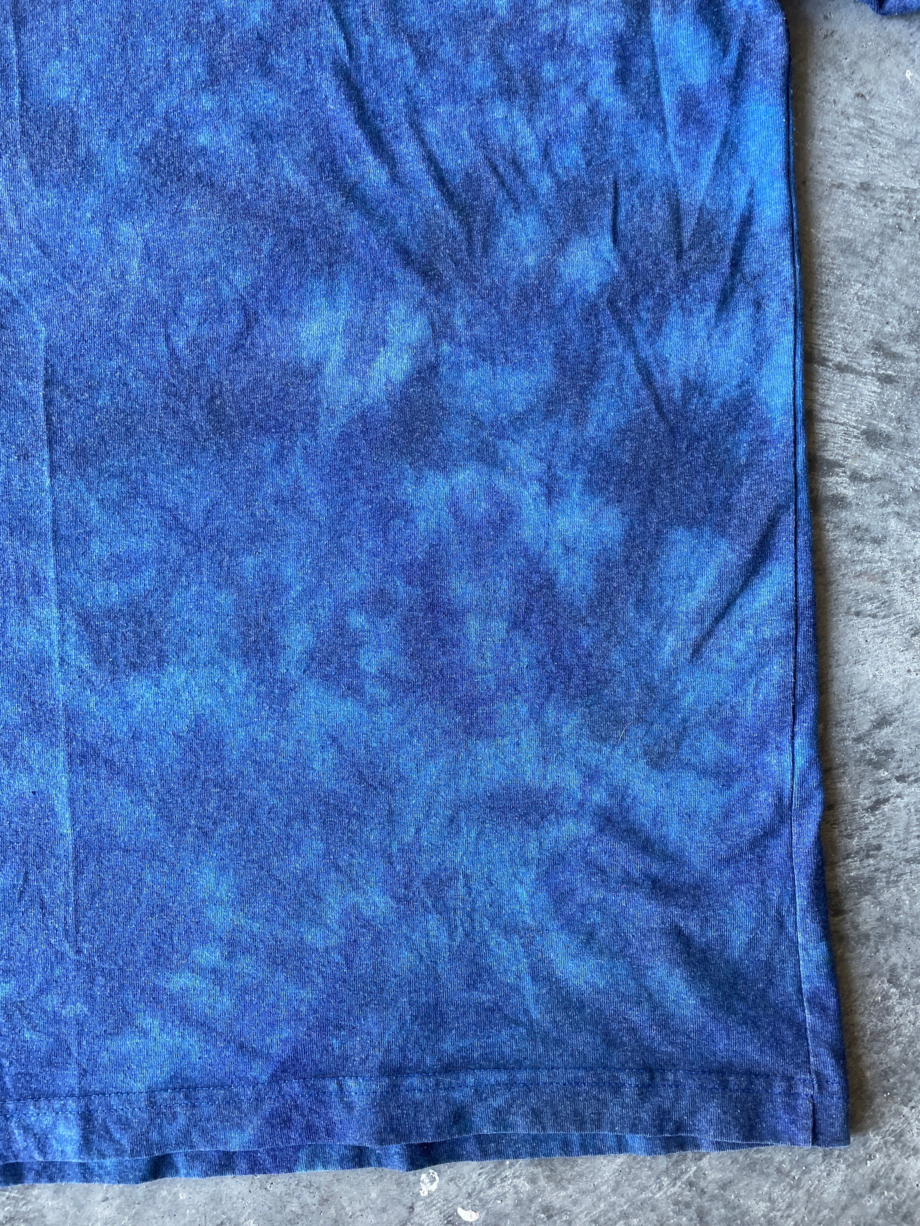 Carhartt Short Sleeve Blue and Black Reverse Tie Dye T-Shirt | One-of-a-Kind | Men's Medium