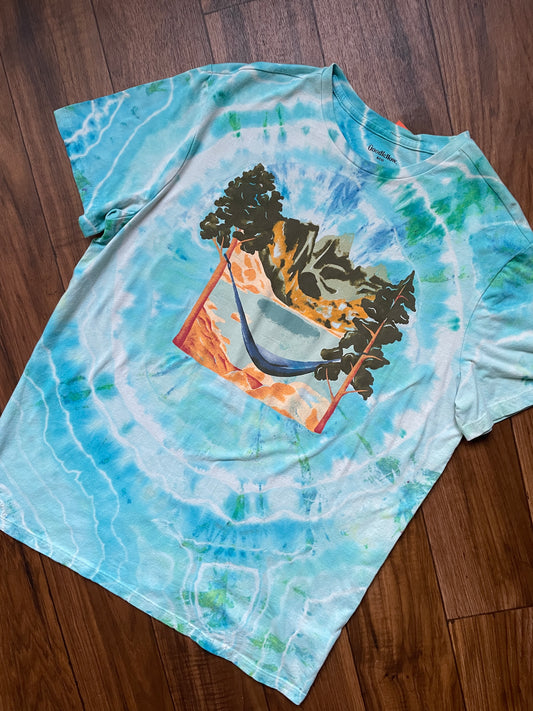 Men's Large Mountain Lake Hammock Handmade Tie Dye Short Sleeve T-Shirt