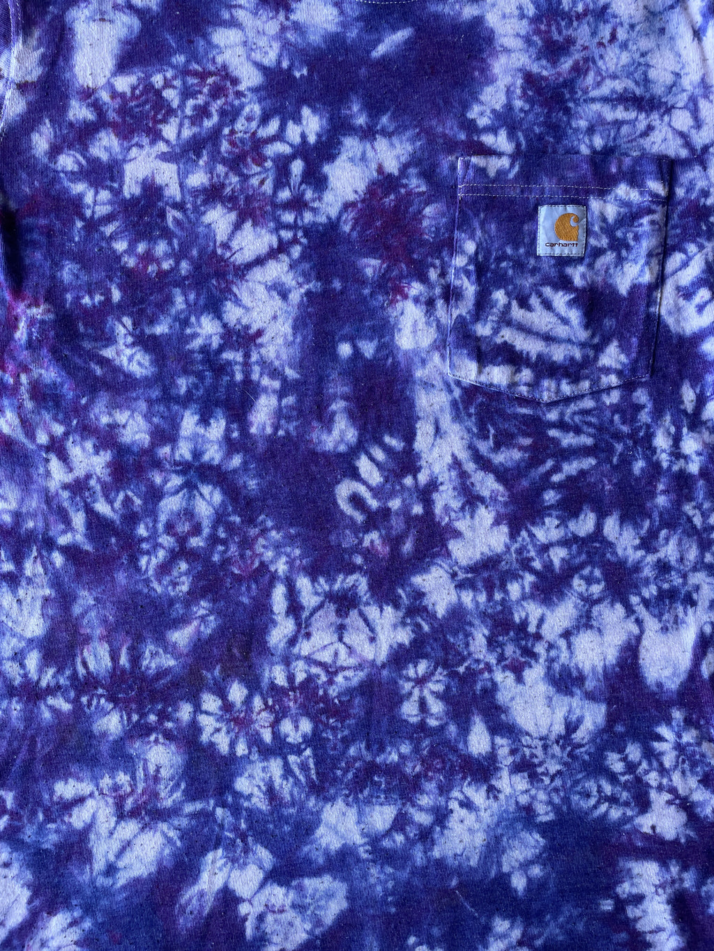 Carhartt Short Sleeve Purple and Blue Tie Dye T-Shirt | One-of-a-Kind | Youth Medium (8-10)
