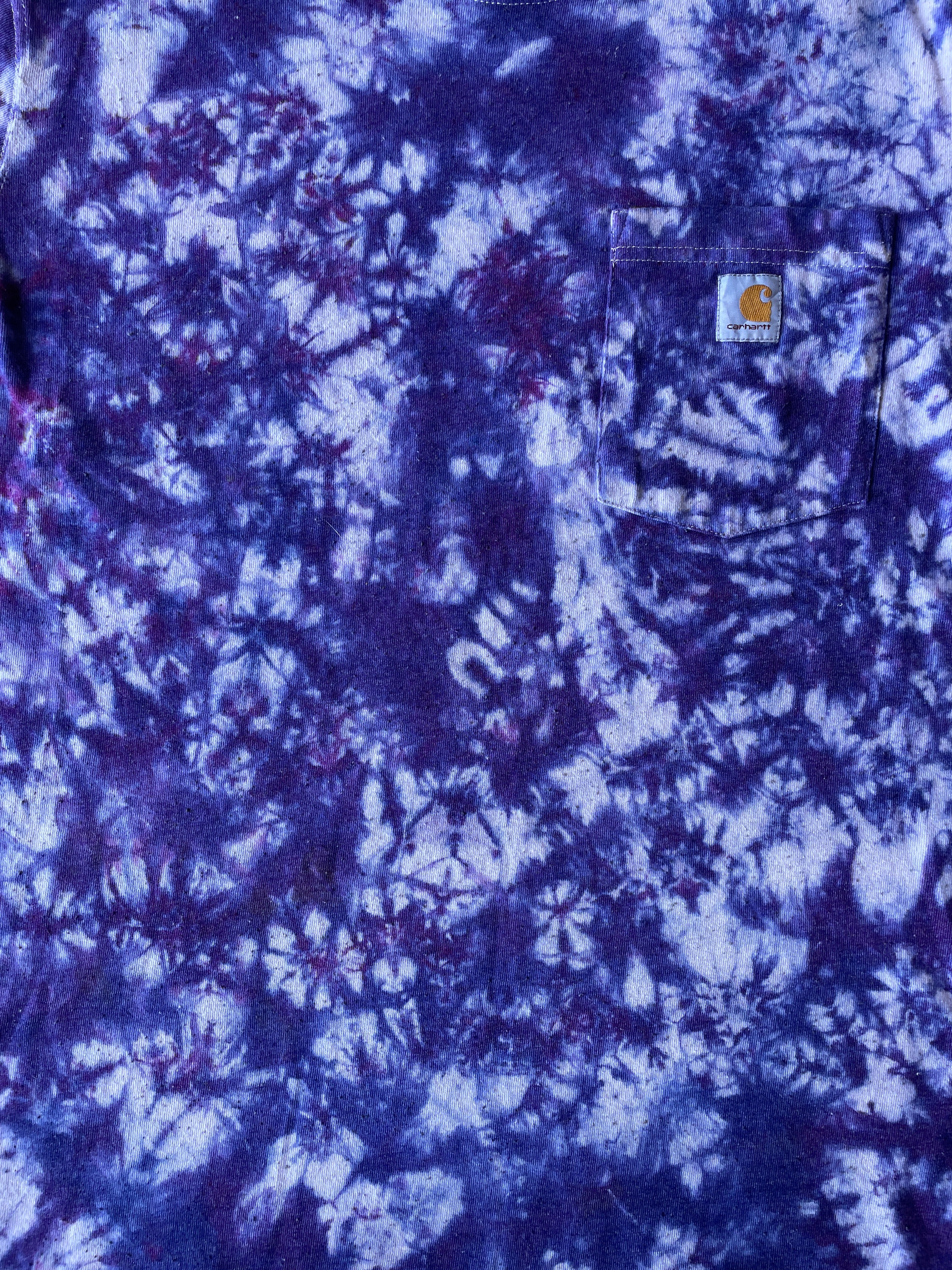 Carhartt Short Sleeve Purple and Blue Tie Dye T-Shirt | One-of-a-Kind | Youth Medium (8-10)